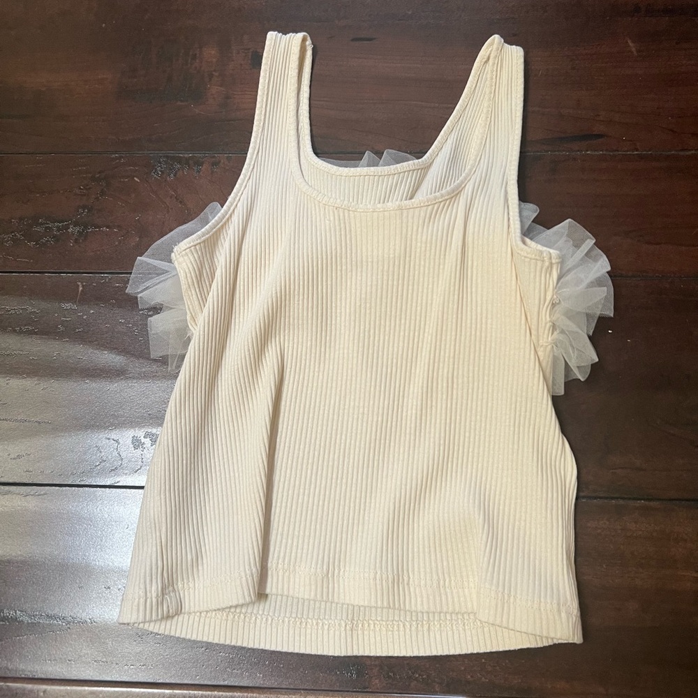 Zara Cream Ribbed Top - Picture 3 of 4